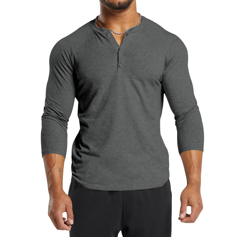 Herrer langærmet Henley-shirt lavet af åndbart materiale Stilla