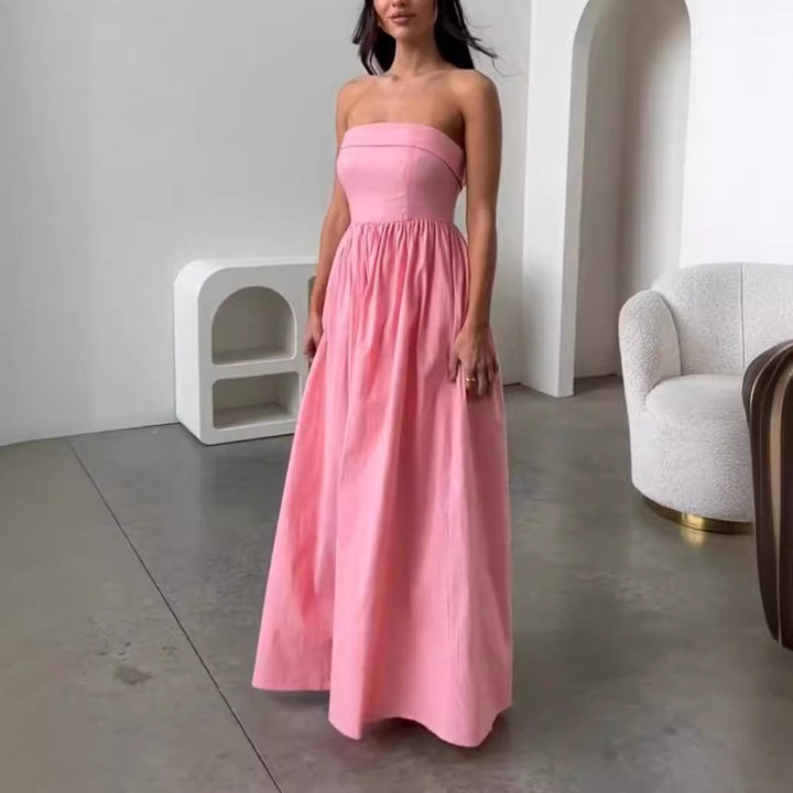 Kvinders elegante bustier maxikjole med flammende skørt