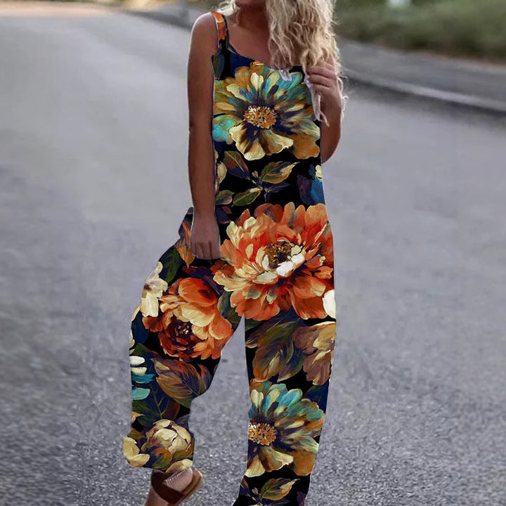 Dame Kunstnerisk Blomster Mønster Overall Stilla