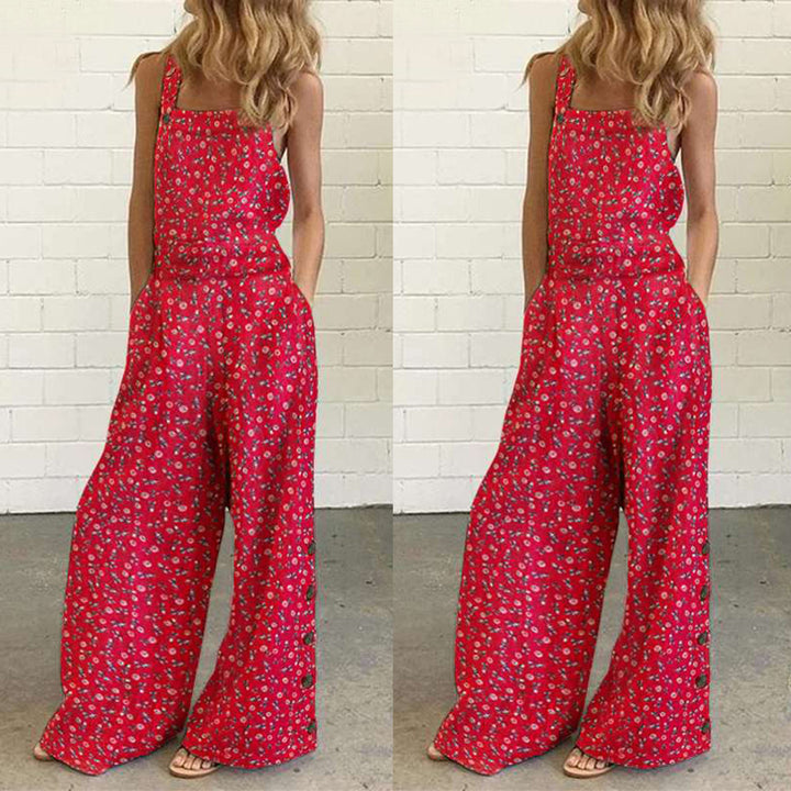 Dame Floral Trykt Bredbenet Jumpsuit Stilla