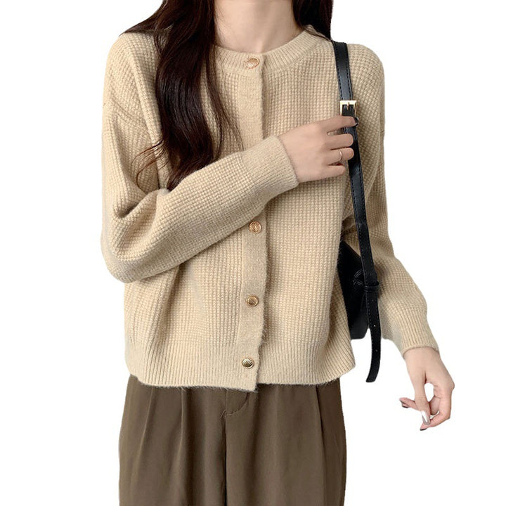 Femme Struktur Strik Button-Up Cardigan Stilla