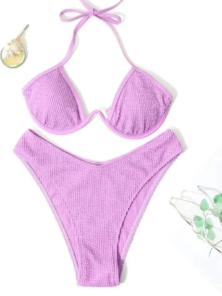 Dame Triangel-Bikini med struktur og justerbare stropper Stilla