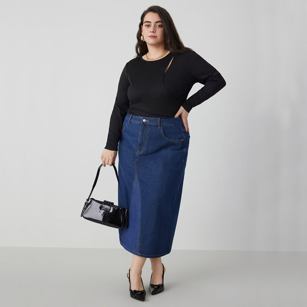 Dame Crop-top med asymmetrisk cut-out og lange ærmer Stilla