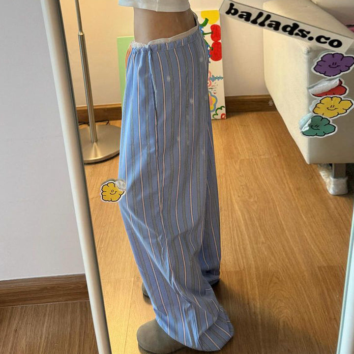 Dame afslappede pyjamasbukser med elegante striber Skovae