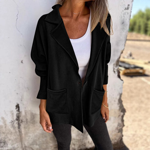 Dame fashionable oversized blazer jakke med praktiske lommer Stilla