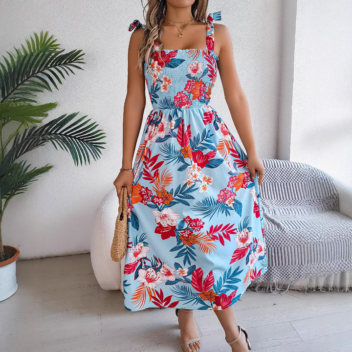 Dame maxikjole med justerbare stropper og blomsterdesign Stilla