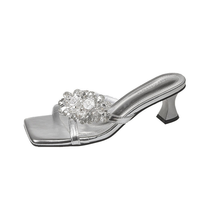Dame elegante med rhinsten dekoreret Slide-sandaler Stilla
