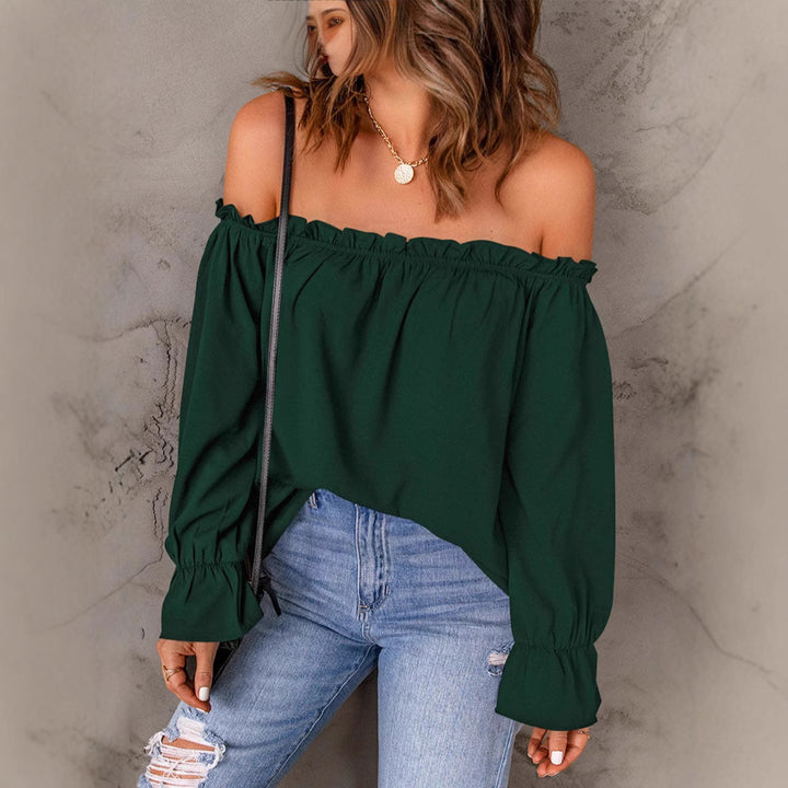 Dame Off-Shoulder Bluse med Ruffleærmer og blødt greb Stilla