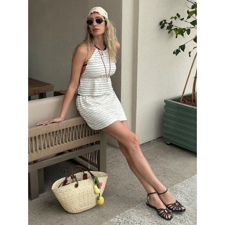 Damen luftiges Wickelkleid mit Rüschendetails Skovae