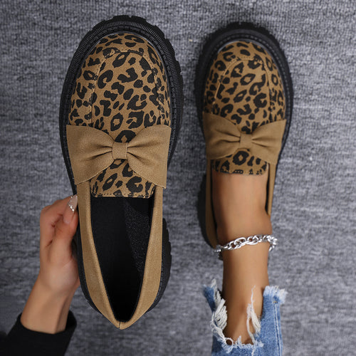 Dame loafers med leopardmønster og dekorativ sløjfedetalje Stilla