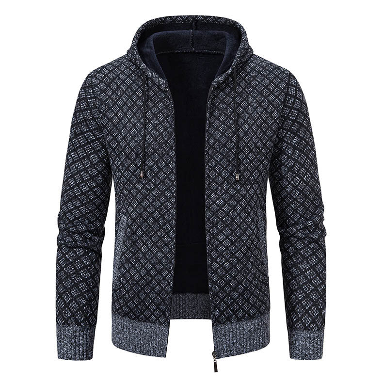 Herrer Textureret Zip-Up Hoodie med mønsterdesign Stilla