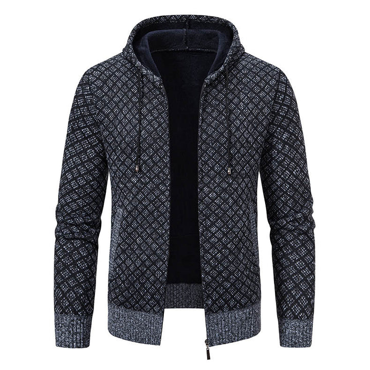 Herrer Textureret Zip-Up Hoodie med mønsterdesign Stilla