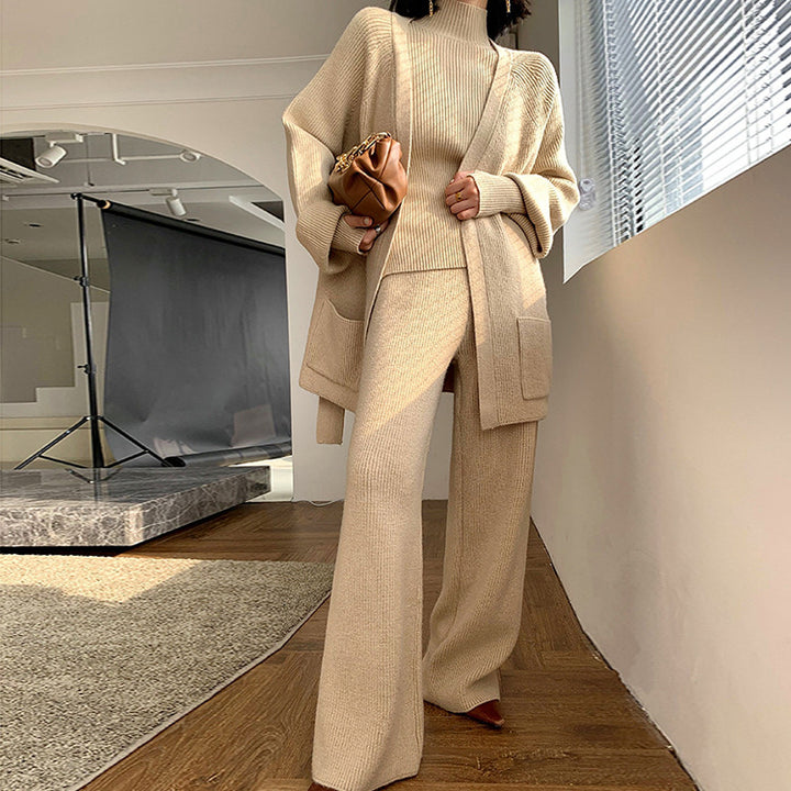 Femme Cozy Knit Tre-Delt Lounge Sæt Stilla