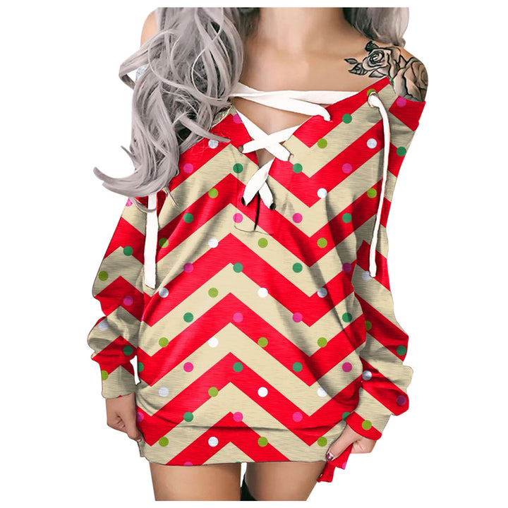 Dame Casual pullover med overdimensioneret skæring og snørebånd i trendy rhombusdesign Stilla