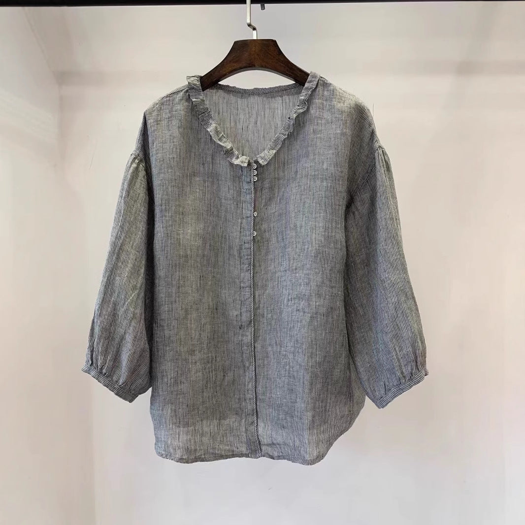Damer Rynkedetalje Knap-bluse Stilla