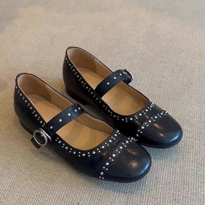 Dame Classic Mary Jane Ballerinas med nitter-detalje Stilla