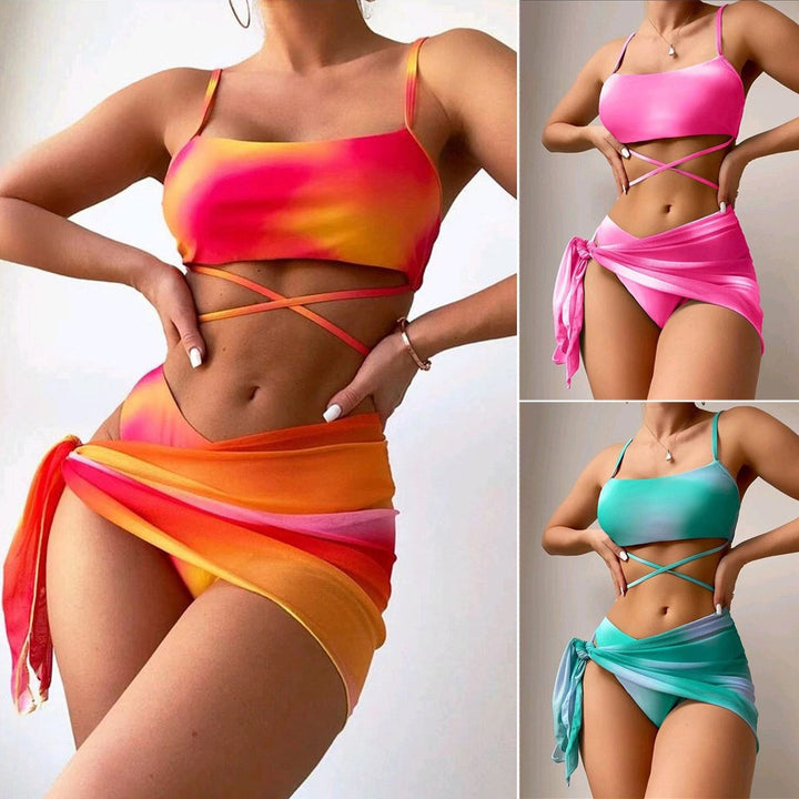 Dame bikini-sæt med justerbar overdel og asymmetrisk nederdel Stilla