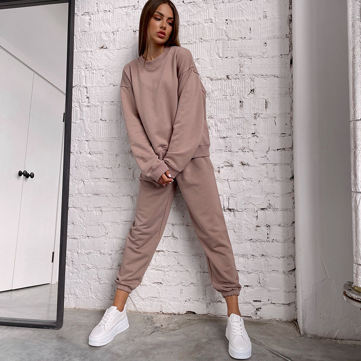 Dame afslappet Sweatpants-sæt med høj talje og brede ærmer Stilla