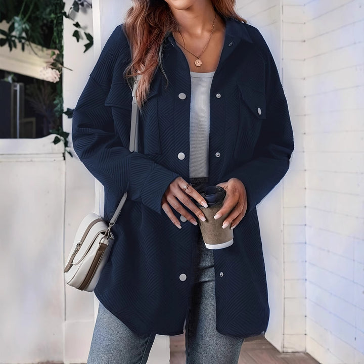 Dame Tekstureret Oversized Knap-Jakke Stilla