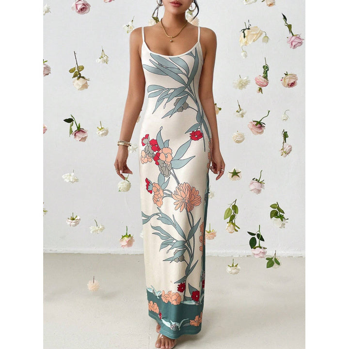 Dame Floral Print Ærmeløs Maxikjole med sideudsnit Stilla
