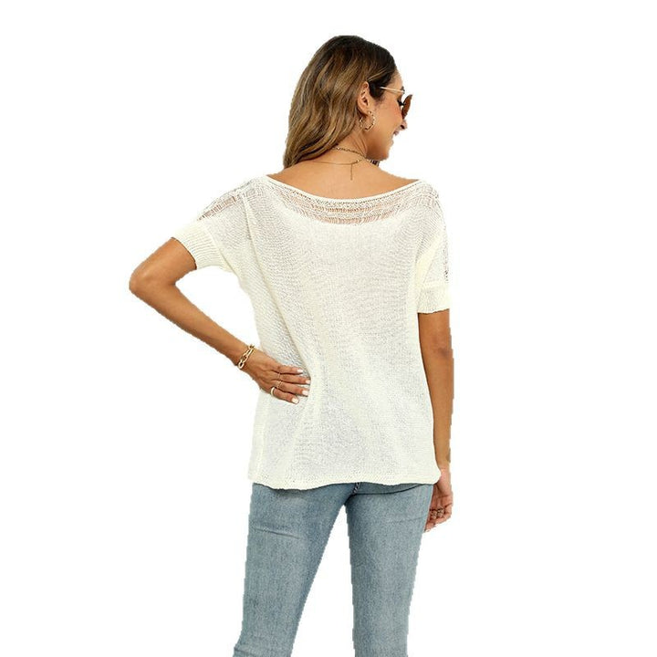 Dame afslappet strikbluse med Off-Shoulder design og løs pasform Stilla