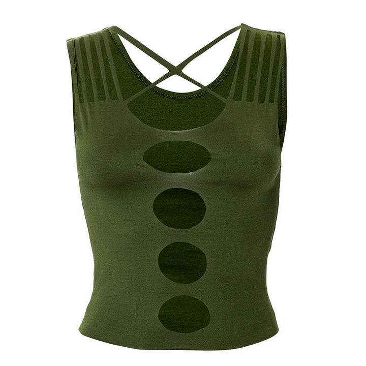 Dame Crop-Top med kreative cut-out-detaljer og moderne stropper Skovae