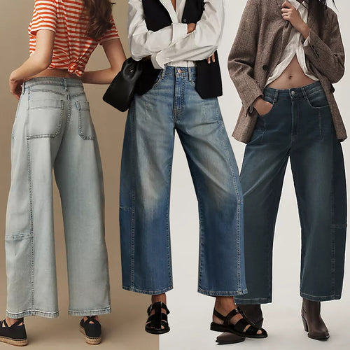 Dame Løst skårne Denim-bukser med høj talje og behagelig pasform Stilla