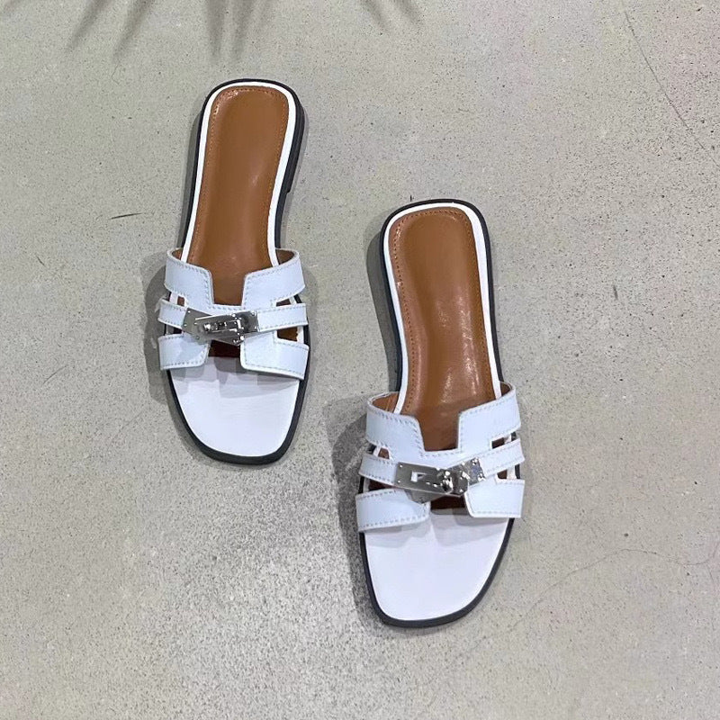Kvinder stilfulde flade slide-sandaler med dekorative remme Stilla