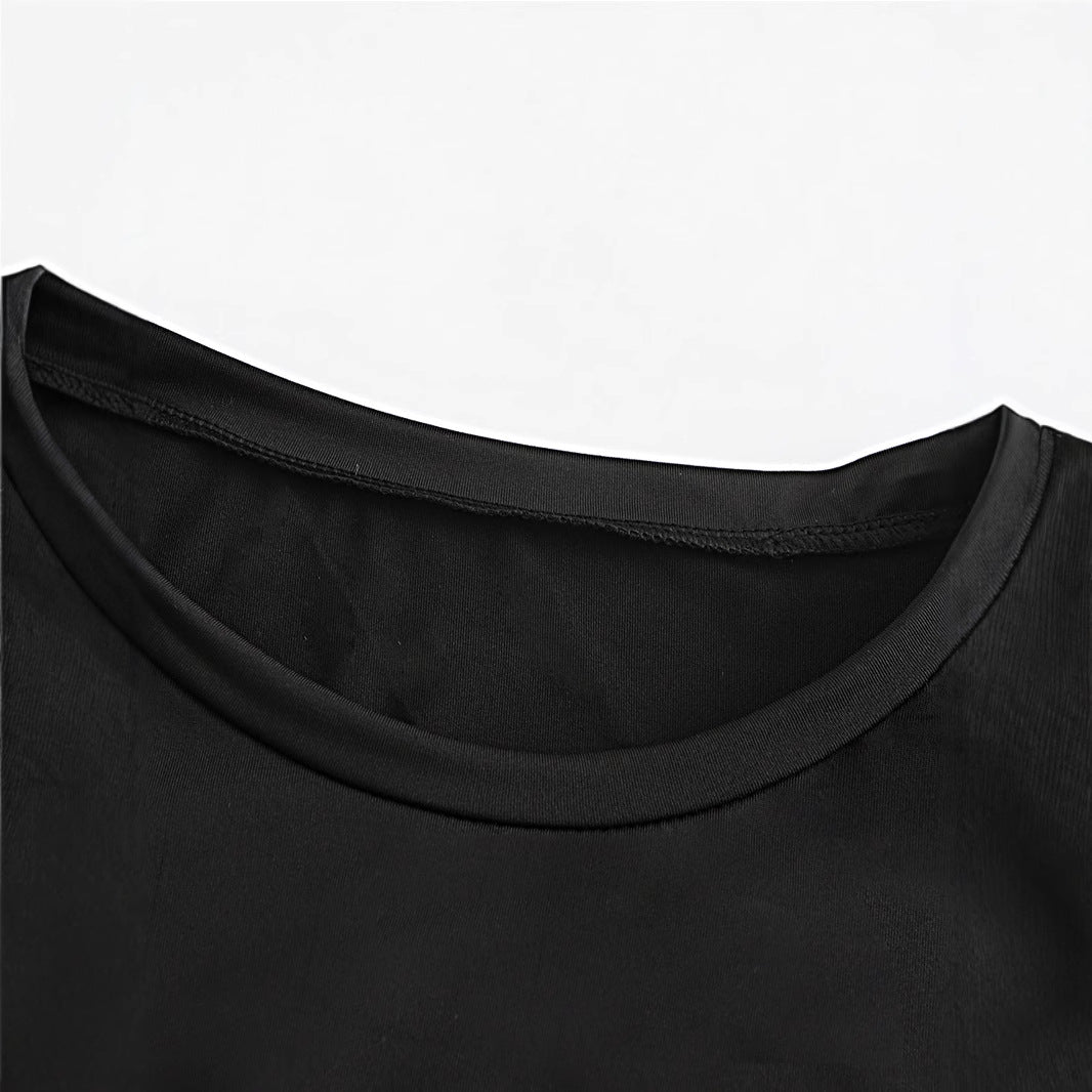 Dame Crop-T-shirt med iøjnefaldende tryk og tætsiddende design Skovae