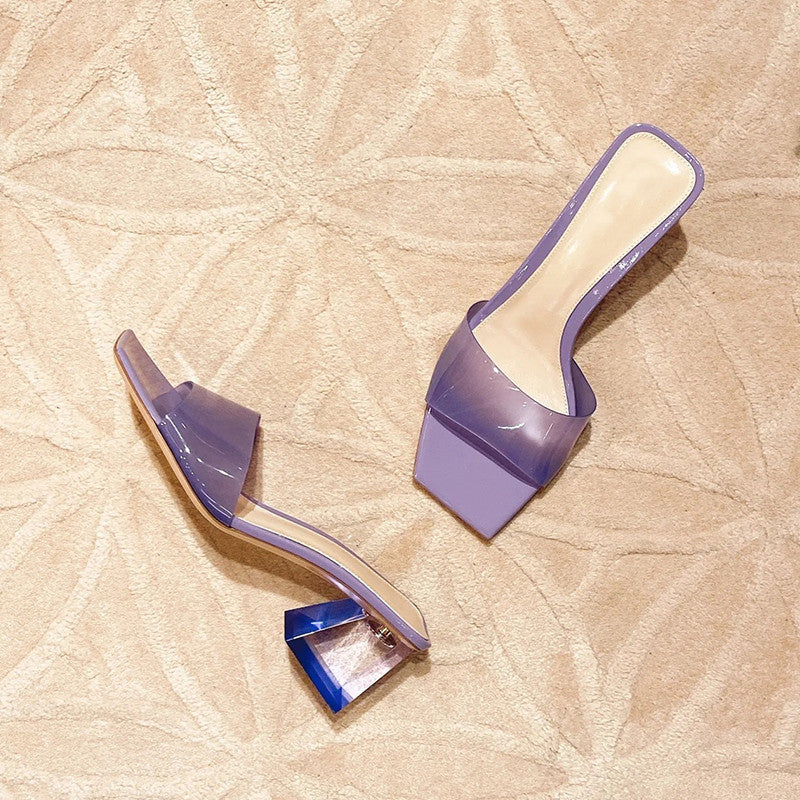 Damer Glamourøse Slingback Sandaler med transparent rem-design og stilfuld blokhæle Stilla