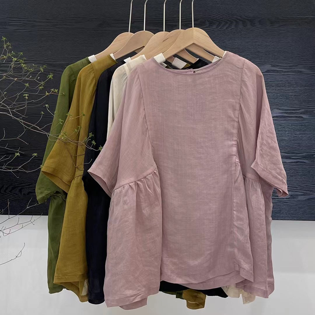Femme Flydende Lag Leinen Top Stilla