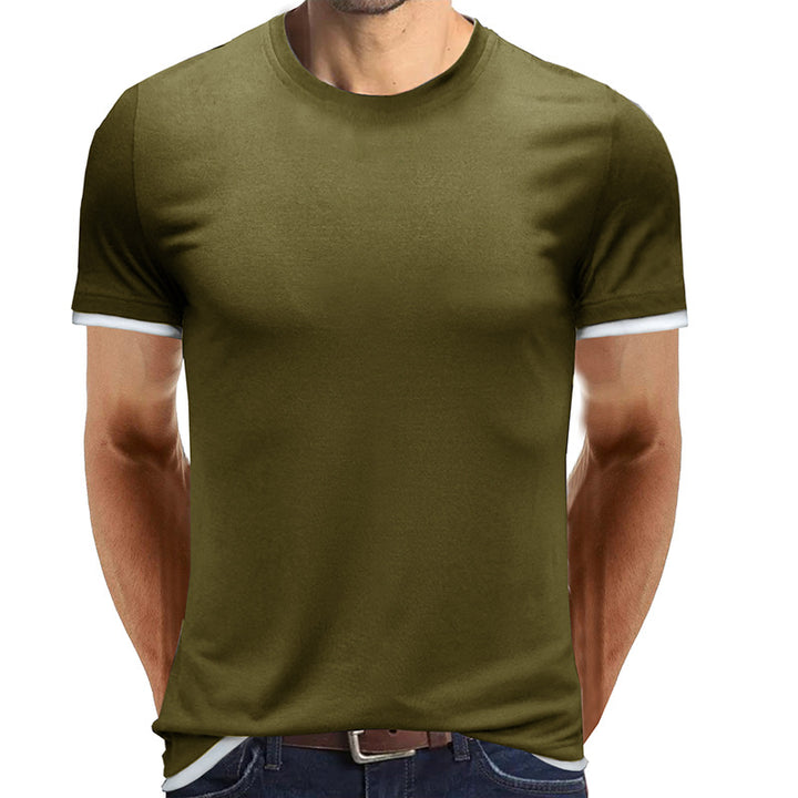 Herrer åndbart Rundhalset T-shirt med kontrastfarvede ærmer Stilla