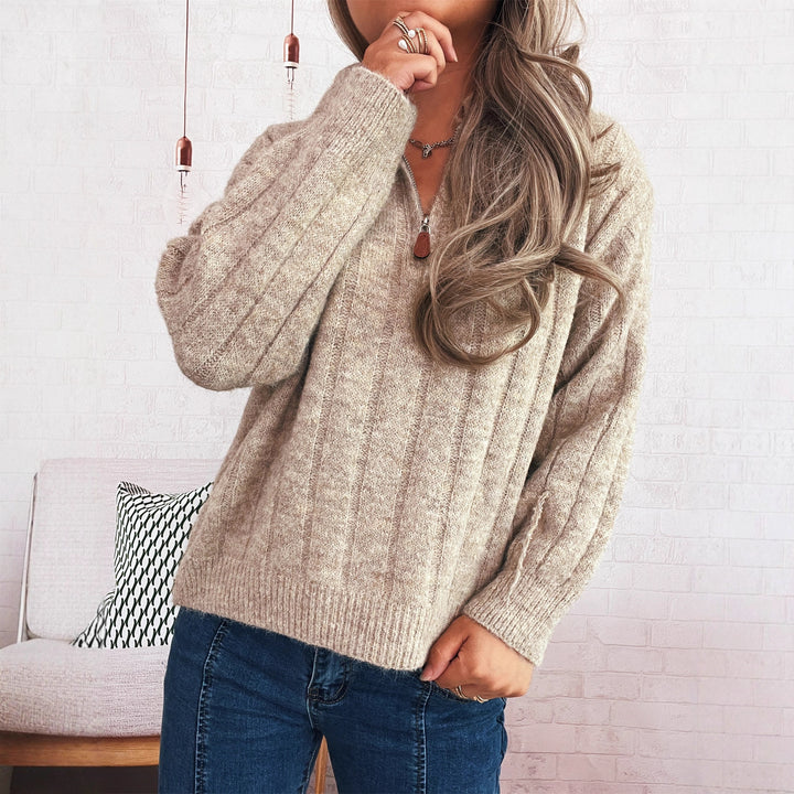 Kvinders afslappede sweater med opretstående krave og korte ærmer Stilla