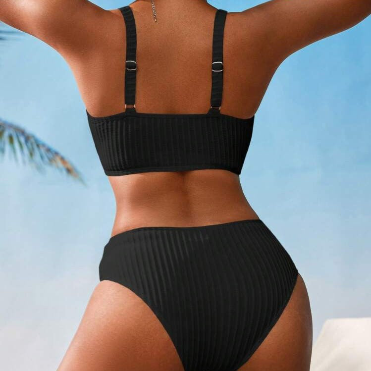 Dame Komfortabel Bikini med raffinerede ribbedetaljer Skovae