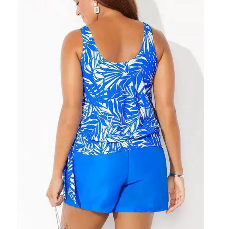 Dame tropisk print badetop og shorts sæt Stilla