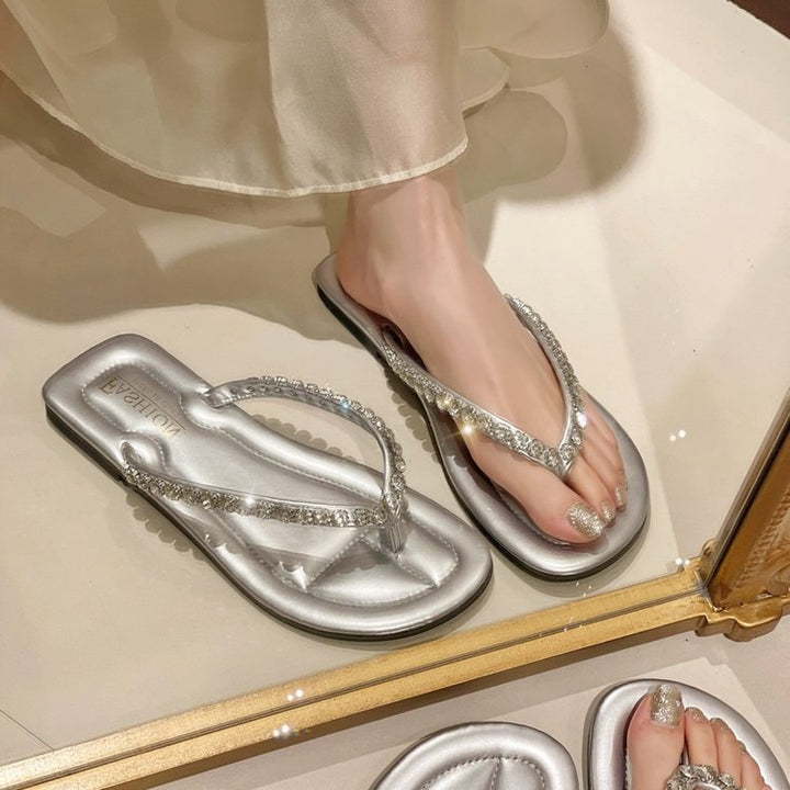 Dame Flip-Flops med ekstravagante glimmerremme og komfortabel sål Stilla