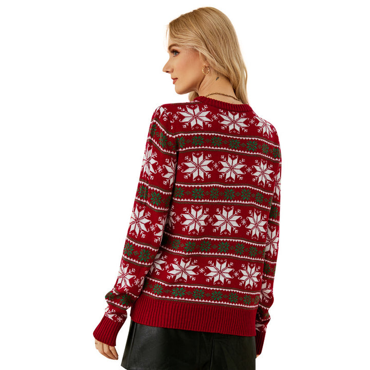 Dame julesweater med festligt snefnugsmønster og blødt strik Stilla