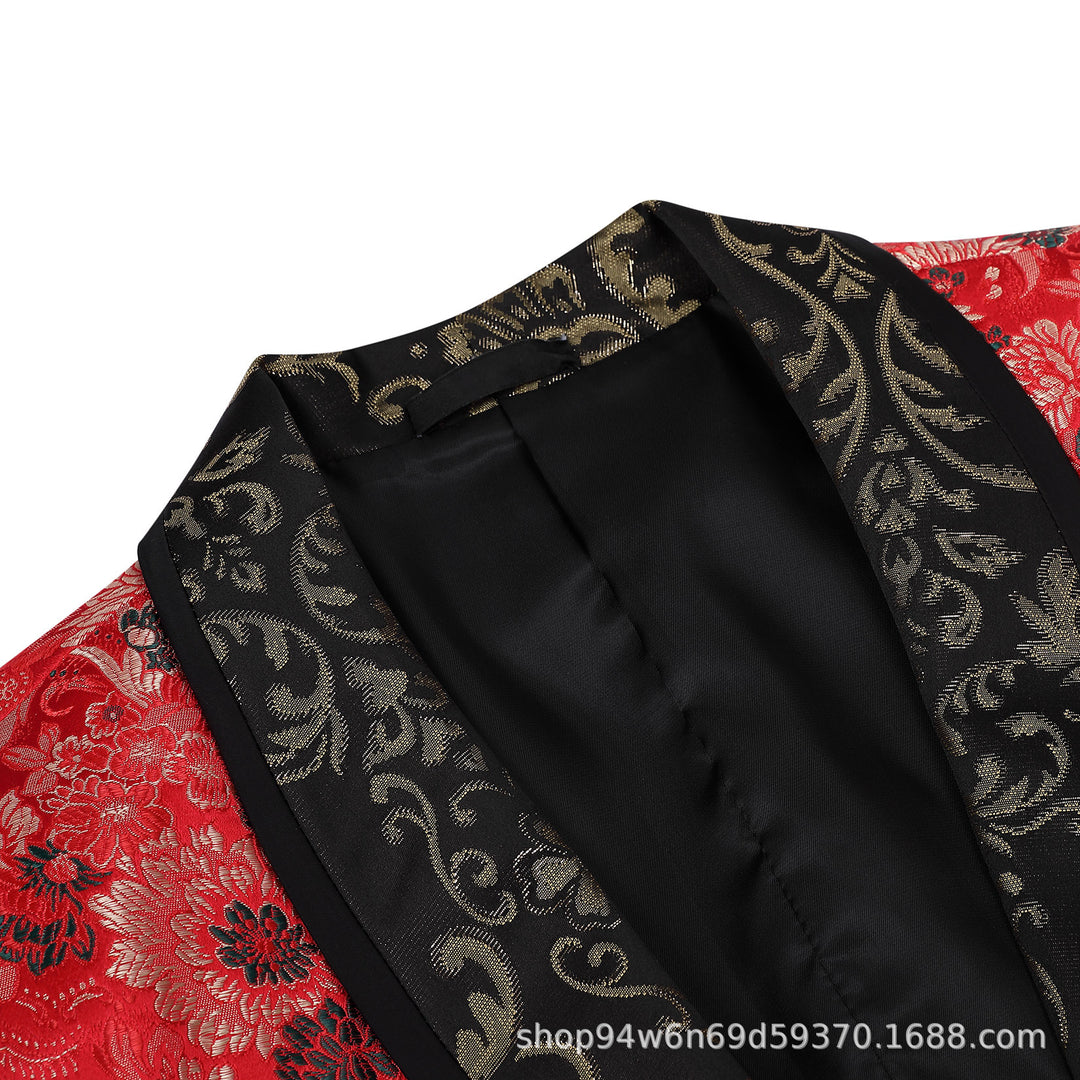 Herre elegant fløjl blazer med blomster mønster Stilla