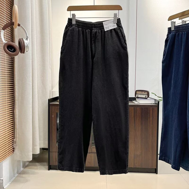 Kvindernes behagelige bredskårne jeansbukser med elastisk talje Stilla