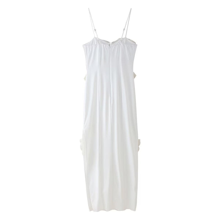 Femme Rynke Midi Slip Kjole med justerbare stropper Stilla