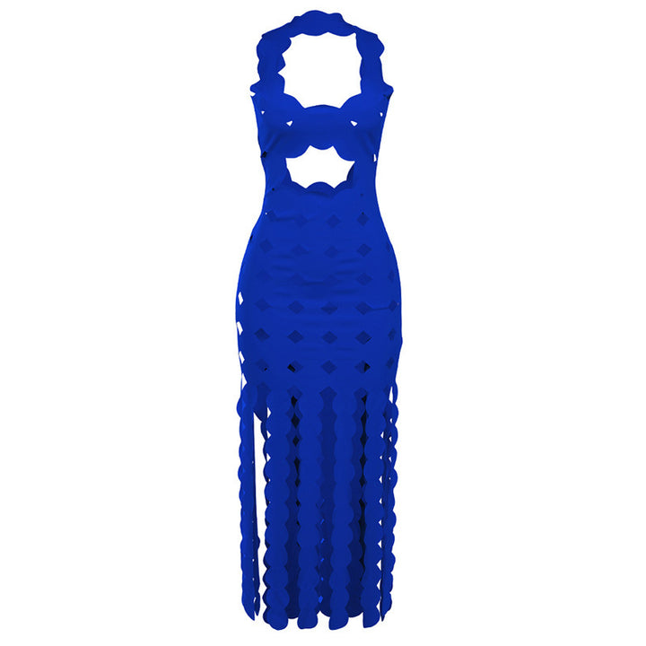 Dame Maxikjole med moderne udringning og besynderligt cut-out-design Stilla