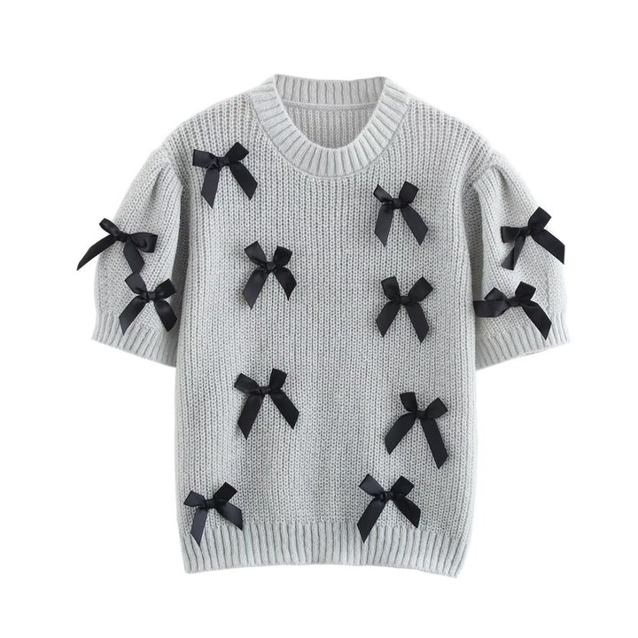 Dame Kortærmet Pullover med dekorative Sløjfer Stilla