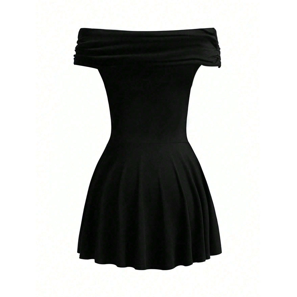 Kvinder Off-Shoulder Mini Kjole med Elegant Indpakningsdetalje Stilla