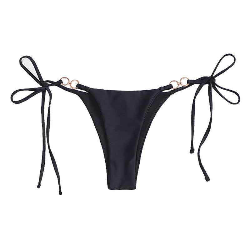 Dame Bikini-bukser med justerbare bindebånd og dekorative ringdetaljer Skovae