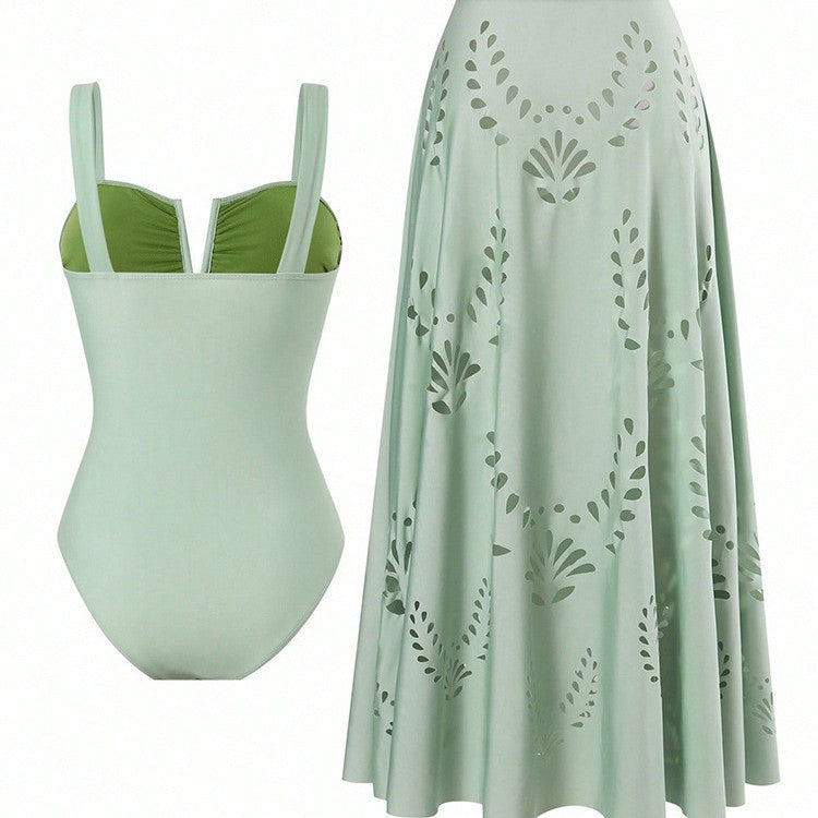 Dame one-piece badedragt med smart nederdel Skovae