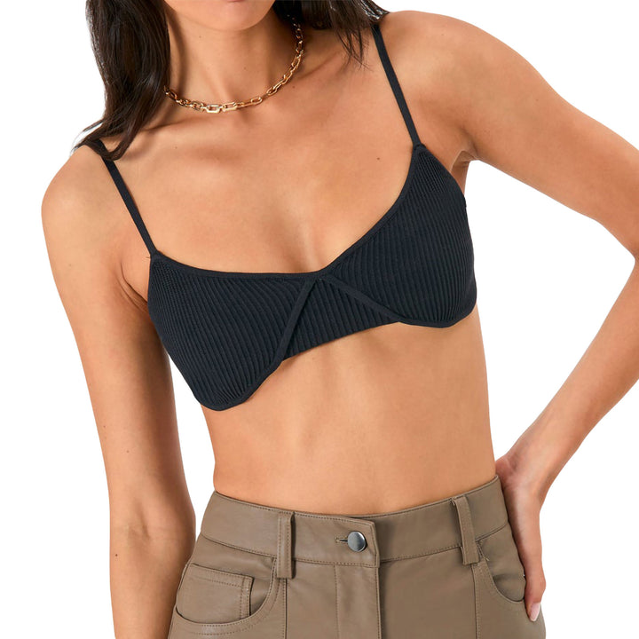 Dame Crop-top med ribstruktur og justerbare spaghetti-stropper Skovae