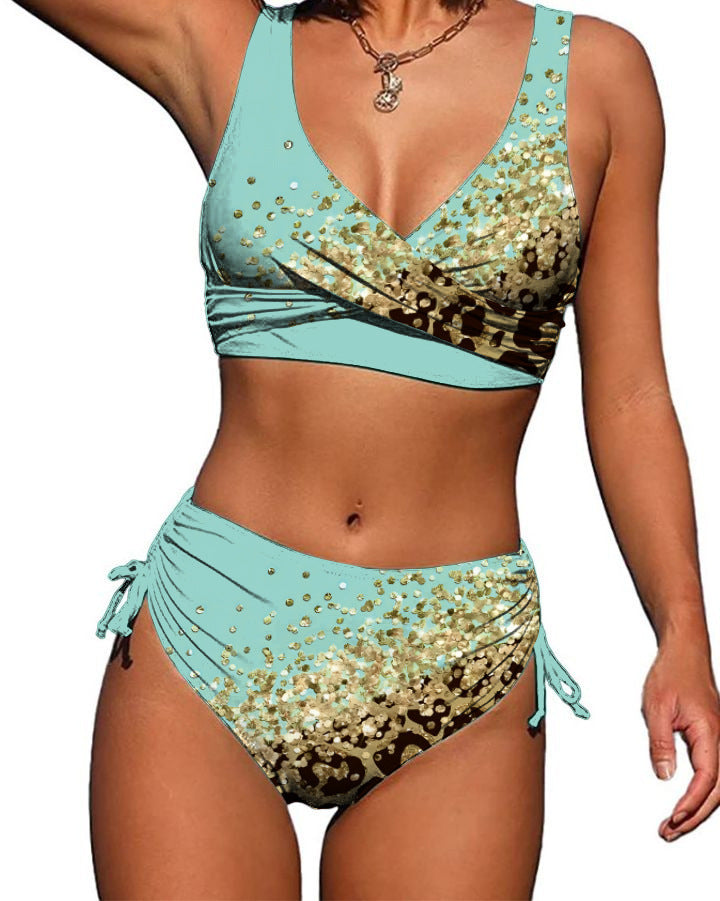 Dame bikini-sæt med innovativt indpakningsdesign og elegante flæsedetaljer Stilla