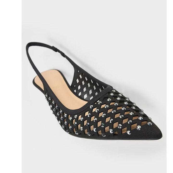 Femme Slouchy Spidsesko Slingback Hæle med dekoreret U-udskæringsdesign Stilla