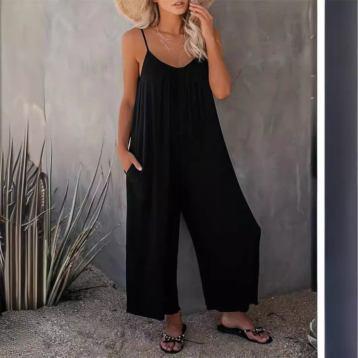 Kvinders afslappet bredt skåret jumpsuit med lommer Stilla