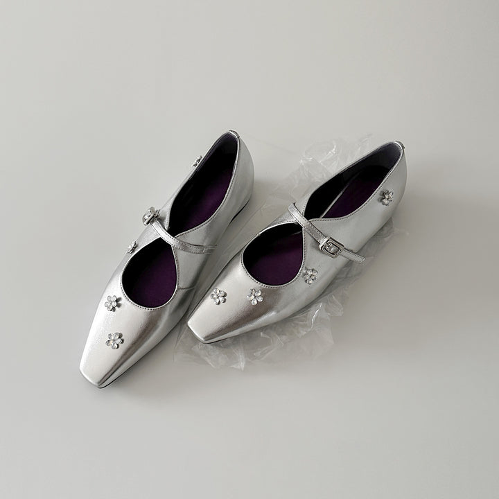 Dame Dekorative Strass Mary Jane Ballerinaer Stilla
